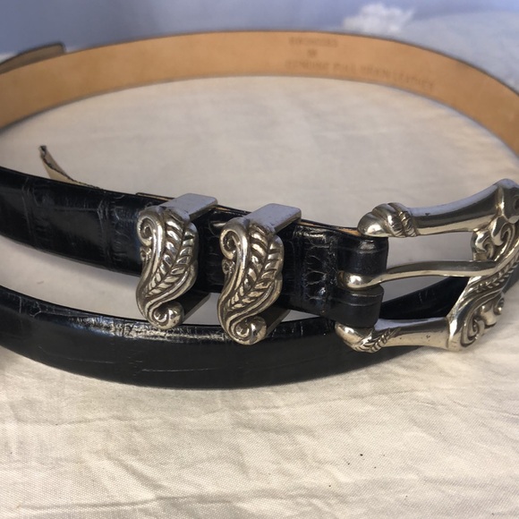 BILL ADLER STUDIO black genuine full grain leather women’s belt. Size Medium. - Picture 11 of 13